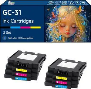 Compatible with Ricoh GC-31 Ink Cartridges Work for Ricoh GX e3300N GX e3350N GX e5550N GX e7700N Printers, High Yield 700 Pages, with Chip, High-Definition Printing (2 Set)