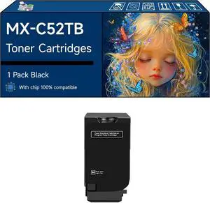 MX-C52TB MX-C52TC MX-C52TM MX-C52TY Toner Cartridges Compatible with Sharp MX-C528F MX-C428F Printers (1 Pack Black)