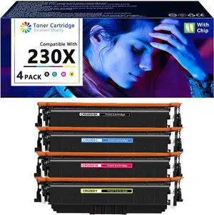 230X Toner Cartridges Compatible for HP 230X W2300X W2301X W2302X W2303X Toner Replacement for HP Color Laserjet Pro 4203dw MFP 4303fdw Printers 4 Pack