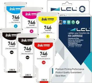 LCL 746 Ink Cartridge 300-ml Set Replacement for HP 746 Ink Cartridges Kit P2V83A P2V82A P2V81A P2V80A P2V79A P2V78A DesignJet 746 Ink for DesignJet Z6 & Z9+ Large Format Printer (6-Pack)