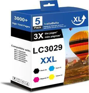 LC3029XXL High Yield Ink Cartridge Replacement for Brother LC3029 LC3029XXL Ink Cartridge to use with MFC-J5830DW MFC-J5830DWXL MFC-J5930DW MFC-J6535DW MFC-J6535DWXL MFC-J6935DW Printer (5 Pack)