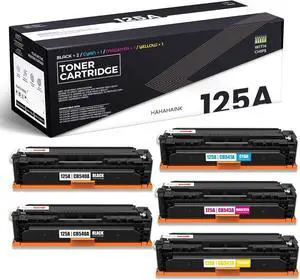 High Yield Compatible 125A Toner Cartridge Replacement for HP 125A | CB540A CB541A CB543A CB542A BK/C/M/Y (with chip) to use with Color CP1215 Printer (CC376A) CP1518ni Printer (CC378A) (2BK/1C/1M/1Y)