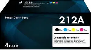 212A Toner Cartridge Set 4-Pack | Compatible Replacement for HP 212A W2120A W2121A W2122A W2123A Work with Laserjet Color Enterprise M554 M555 Color Enterprise MFP M578 Series Printer
