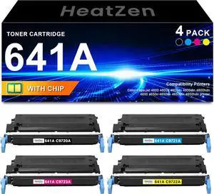 641A Toner Cartridges Bundle (4-Items, K/C/Y/M) C9720A C9721A C9722A C9723A High Yield Replacement for HP 641A Toner for Color Laserjet 4600 4600n 4600dn 4600hdn 4650 4650n 4650dn 4650dtn Printer