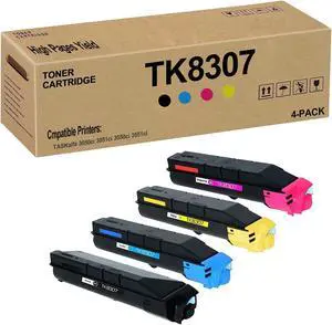 Remanufactured TK-8307 TK8307 TK 8307 Toner Cartridge Use for Kyocera TASKalfa 3050ci 3051ci 3550ci 3551ci Printers (4-Pack)