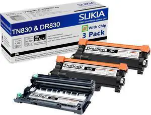 2 Pack Black TN830 Toner Cartridge and 1 Pack Black DR830 Drum Unit: Compatible TN830 DR830 Replacement for Brother HL-L2400D HL-L2405W HL-L2420DW HL-L2460DW HL-L2460DWXL HL-L2465DW HL-L2467DW Printer