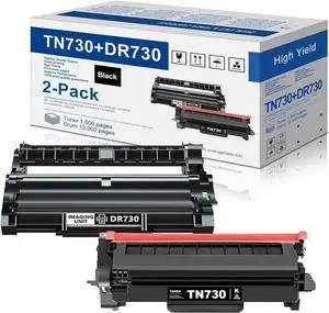 TN730 Toner Cartridge and DR730 Drum Unit Replacement for Brother TN 730 TN-730 DR-730 to use with MFC-L2710DW MFC-L2750DW HL-L2370DW DCP-L2550DW Printer (1 Toner, 1 Drum Unit, 2 Pack)
