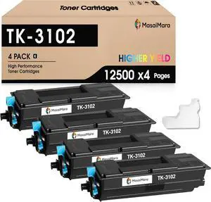 MasaiMara High Capacity TK-3102 TK 3102 TK3102 1T02MS0US0 12,500 Pages Compatible Toner Cartridges Replacement for Kyocera ECOSYS M3540idn M3040idn FS-2100DN FS-2100D Printer (Black, 4-Pack)