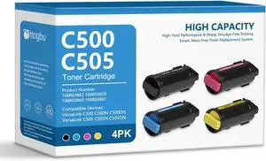 VersaLink C500 C505 Toner Cartridges 4-Pack (BK/C/M/Y) Replacement for Xerox C500 C505 Toner - 106R03862 106R03859 106R03860 106R03861 Compatible with VersaLink C500 C500N C500DN C505 C505N Printer