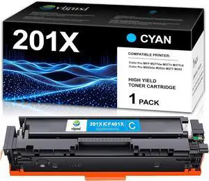 201X Cyan High Yield Toner Cartridge 1-Pack (2,500 Pages) Compatible 201X Replacement for HP 201X Color Pro MFP M277dw M277n M277c6 Color Pro M252dw M252n M277 M252 Printer | CF401X