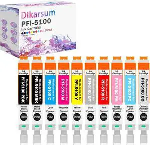 PFI-5100 Ink Cartridge PFI5100 Ink Tank Compatible with Canon imagePROGRAF PRO-310 10Pack