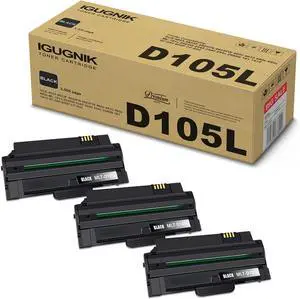 3 Pack MLT-D105L Black Toner Cartridge(with Chip) High Yield 3,500 Pages Compatible for Samsung SCX-4623 4623F 4623FN 4623FW 4600 4610 460x 462x ML-191x 2525W 2545 2540 254x 1915 SF-650 650P Printer
