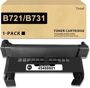 B721 B731 Toner Cartridge 45488801 Replacement for OKI B721 B731 Toner for Okidata B721dn B731dnw B731dn Printer (1-Pack, Black)