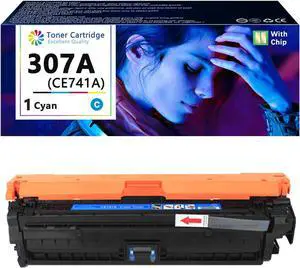 307A Toner Cartridges Compatible for HP 307A CE740A CE741A CE742A CE743A Toner Cartridge Work for HP Color Laserjet Professional CP5220 CP5225 CP5225n CP5225dn Printers Cyan