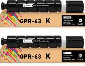 GPR-63 GPR63 Black High Yield Toner Cartridge Remanufactured GPR 63 (4766C003AA) Toner Replacement for Canon imageRUNNER Advance DX 6855i 6860i 6870i Printer 2 Black 71,500 Pages