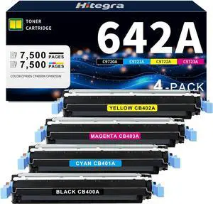 642A Toner Cartridge CB400A CB401A CB402A CB403A Toner Replacement for HP 642A Toner Set Compatible with Color CP4005 CP4005n CP4005dn Printer Toner, High Yield 4-Pack for Black Cyan Yellow Magenta