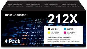 4 Pack Remanufactured 212X Toner Cartridges for HP 212X 212A W2120X W2121X W2122X W2123X Replacement for Enterprise M554dn M555dn M555x MFP M578c M578z FIow MFP M578c Printer(Bk, C, M, Y)