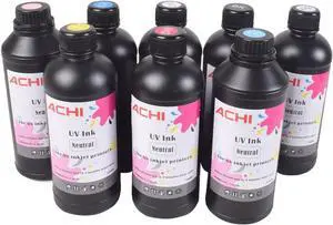 US Stock 500ML UV Ink UV Hrad Ink for 6090 UV Printer Glass Metal Wood Plastic 5X500ML(CMYKW)+LC+LM+Varnish