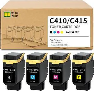 C410 C415 Toner Cartridge 4-Pack Replacement for Xerox C410 C415 Toner 006R04677 006R04678 006R04679 006R04680 (with New Chip) Use for C410 C410DN VersaLink C415 C415DN Printer Toner, BK/C/M/Y