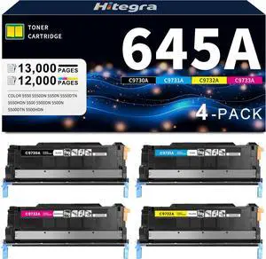 645A Toner Cartridge C9730A C9731A C9732A C9733A Replacement for HP 645A Toner Work with Color Laser 5550 5550dn 5550n 5550dtn 5550hdn 5500 5500dn 5500n 5500dtn 5500hdn Printer (4-Pack, BK/C/Y/M)