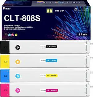 CLT-808S Toner Cartridge High Yield 23500 Pages Compatible for Samsung CLT-K808S CLT-C808S CLT-M808S CLT-Y808S Toner Cartridge Replacement for Samsung MultiXpress X4220RX X4300LX X4250LX Printer