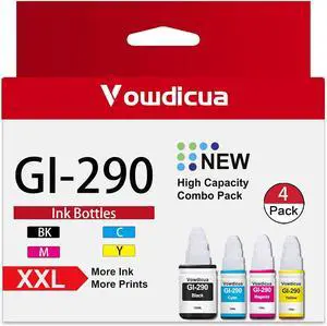 GI-290 Ink Bottles - High Capacity Compatible GI 290 Ink Refill Bottles Replacement for Canon PIXMA G3200 G1200 G4210 G2200 G4200 Printer, 4-Pack (Black, Cyan, Magenta, Yellow)