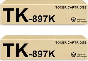 TK-897K TK897K TK-897 Toner Cartridge Replacement for Kyocera TK-897 Black Toner 1T02K00US0 for FS-C8025MFP FS-C8020MFP FS-C8520MFP FS-C8525MFP TASKalfa 205c 255 255c Printer (2 Pack)