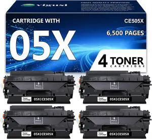 05X Black High Yield Toner Cartridge 4-Pack [6,500 Pages] Compatible 05X CE505X Replacement for HP 05X Toner Cartridge P2050, P2055, P2055d, P2055dn, P2055x Printer | CE505X