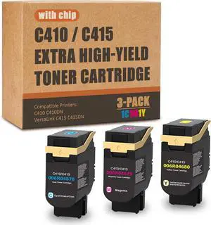 C410/C415 006R04678 006R04679 006R04680 Toner Cartridges 3-Pack C410 Toner Replacement for Xerox C410 C410DN VersaLink C415 C415DN Printer (Cyan/Magenta/Yellow)