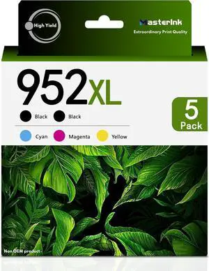 952XL Ink Cartridges Combo Pack 5-Pack (2BK/1C/1M/1Y) Replacement for HP 952XL Ink use with OfficeJet Pro 7740 8210 8216 8218 8710 8720 8725 8727 8728 8730 8740 8745 8715 8716 8717 8718 8719 Printers