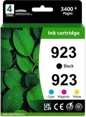 923 Ink Cartridges Combo Pack Replacement for HP OfficeJet Pro 8135e 8138e 8139e 8122e 8120 8123 8130 8133 Printer, Black, Cyan, Magenta, Yellow, 4Pack