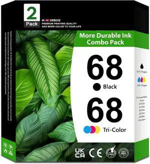 68 Ink Cartridge Combo Pack - (1 Black & 1 Tri-Color) Replacement for HP 68 - Compatible with Envy Inspire 6152e, 6155e, 6552e, 6555e, 6558e Printers