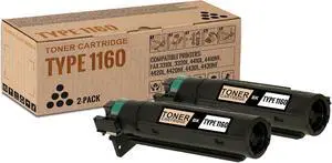 2 Pack Type 1160 Black Toner Cartridge | Replacement for Ricoh 430347 Work with Fax 3310L 3320L 4410L 4410NF 4420L 4420NF 4430L 4430NF | 430347