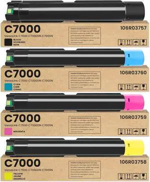 VersaLink C7000 High Capacity Toner Cartridges 106R03757 106R03758 106R03759 106R03760 Toner Replacement for Xerox VersaLink C7000 C7000DN C7000N Printer Ink 4-Pack (Black Cyan Magenta Yellow)