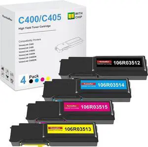 VersaLink C400 C405 Toner Cartridges 4-Color Set High Capacity 106R03512 106R03513 106R03514 106R03515 Toner Replacement for Xerox VersaLink C400 C405 C400D C400DN C405DN C405N Printer Ink