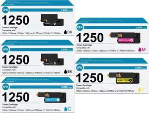 1250 810WH C5GC3 XMX5D WM2JC Toner Cartridge Compatible 1250c Toner Cartridge Replacement for DELL 1250c C1760nw C1765nfw C1765nf 1350cnw 1355cn 1355cnw Printer 5-Pack (2BK/1C/1M/1Y)