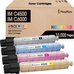MasaiMara IM C4500 C5500 C6000 842279 842282 842281 842280 Compatible Toner Cartridges Replacement for Ricoh Savin Lanier IM C4500 IM C5500 IM C6000 Printer (Black Cyan Magenta Yellow, 4-Pack)