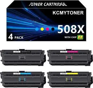 4 Pack 508X Compatible Toner Cartridge Replacement for HP 508X CF360X CF361X CF362X CF363X with CHIP for Color Enterprise M552 M553 M577 Series Printers