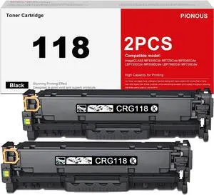 CRG118 Black Toner Cartridge (2-Pack, High-Yield) - Replacement for Canon 118/CRG118, Compatible with imageCLASS MF726Cdw MF8350CDN MF8580Cdw LBP7200Cdn Printers