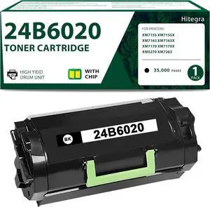 High Yield 24B6020 Toner Cartridge Remanufactured Black Toner Replacement for Lexmark 24B6020 Toner Work with XM7155 XM7155X XM7163 XM7163X XM7170 XM7170X XM5270 XM7263 Printer Black Toner, 1-Pack