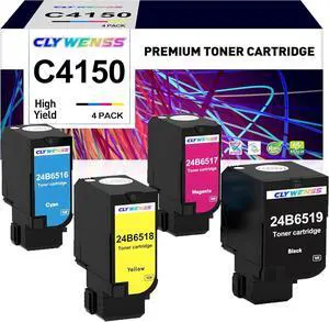 Remanufactured C4150 Toner Cartridge Replacement for Lexmark 24B6519 24B6516 24B6517 24B6518 for C4150 Printer (16,000 Pages High Yeild, Black Cyan Magenta Yellow, 4 Pack)