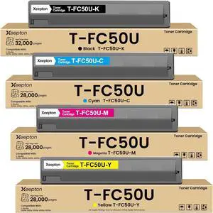 T-FC50U TFC50U Toner Cartridge High Yield Replacement for Toshiba T-FC50U T-FC50U-K T-FC50U-C T-FC50U-M T-FC50U-Y for E-Studio 2555c 3055c 3555c 4555c 5055c Printer (4-Pack)