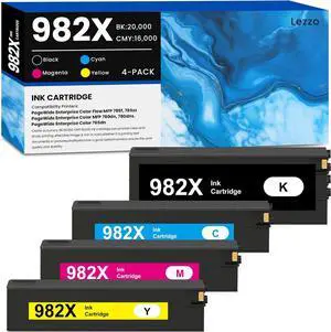 982X Ink Cartridge 4-Pack High Yield T0B30A T0B27A T0B28A T0B29A Ink Cartridge Replacement for HP 982X Ink for PageWide Enterprise Color 765dn Flow MFP 785f 785zs MFP 780dn 780dns Printer