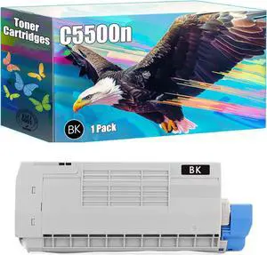 C5500n Toner Cartridges Compatible for Okidata OKI C5500n C5650n C5650dn C5750n C5750dn C5800Ldn Printers, High Yield 9000 Pages, Bright Colors Clear Printing (Black)