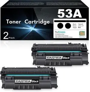 2-Pack 53A Black Toner Cartridge | 53A Q7553A Replacement for HP 53X 53A 49A Toner Cartridge Works with Laser P2014; Laser M2727nf Multifunction Series Printer (with Chip)