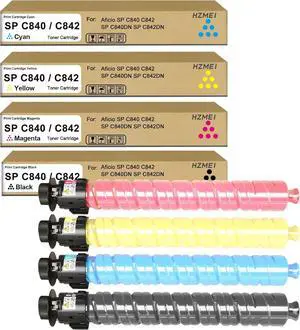 High Yield SP C840 C842 Toner Cartridge Replacement for Ricoh Aficio SP C840 C842 SP C840DN SP C842DN Printer 821255 821256 821257 821258,4-Pack Black Cyan Magenta Yellow