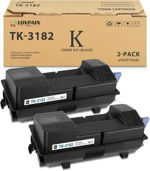 TK-3182 TK3182 Black Toner Cartridge: 2-Pack TK-3182 Toner Cartridge (1T02T70USV) Replacement for Kyocera TK3182 Works with ECOSYS M3655idn P3055dn Printer