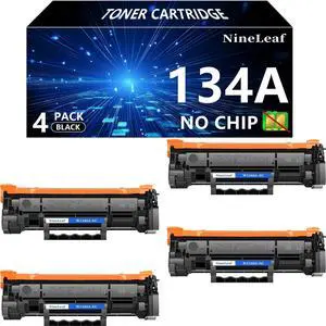 NineLeaf 4 Pack 134A Compatible Toner Cartridge [No chip][Requires manual move OEM chip]Replacement for HP W1340A Black Cartridge use for Laser Jet M209dw MFP M234dw M234sdw M234sdn Printer (NO Chip)