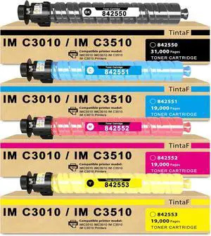 IM C3510 IM C3010 Toner Cartridge 842550 842551 842552 842553 High Yield Toner Replacement for Ricoh IMC3510 IMC3010 IM C3510 IM C3010 Printers (4-Pack, Black Yellow Magenta Cyan)