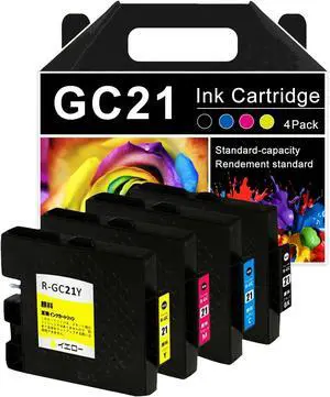 Compatible GC21 Ink Cartridges Replacement High Yield for Ricoh GC21 21 Ink Cartridge Work for Ricoh GX7000 GX5000 GX3000 GX3000SF GX3000S GX2500 Printers Combo Pack